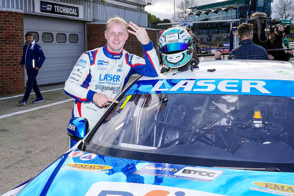 Ash Sutton Racing Driver Laser Tools Racing star Ash Sutton enjoys his third title triumph in r